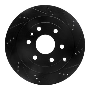 Buick Enclave Brake Rotor (1) - Rear Right - R1 Concepts - Drilled & Slotted - Black - `07-`17